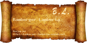 Bamberger Lamberta névjegykártya
